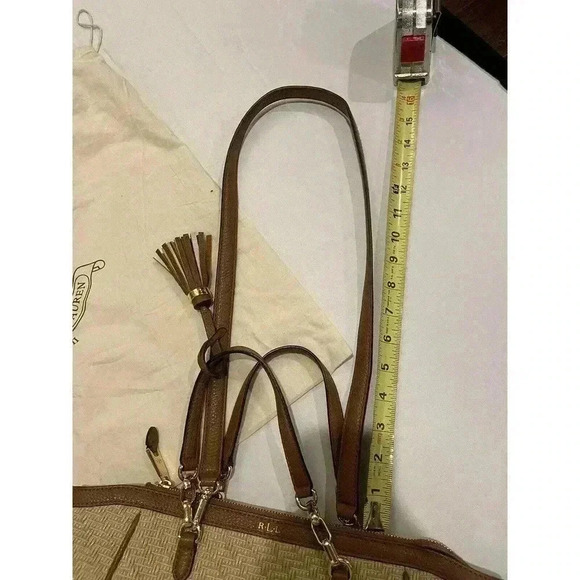 Ralph Lauren Women's Howley Halee Tote Purse Handbag Brown Wicker Tan Woven NEW - Picture 7 of 8